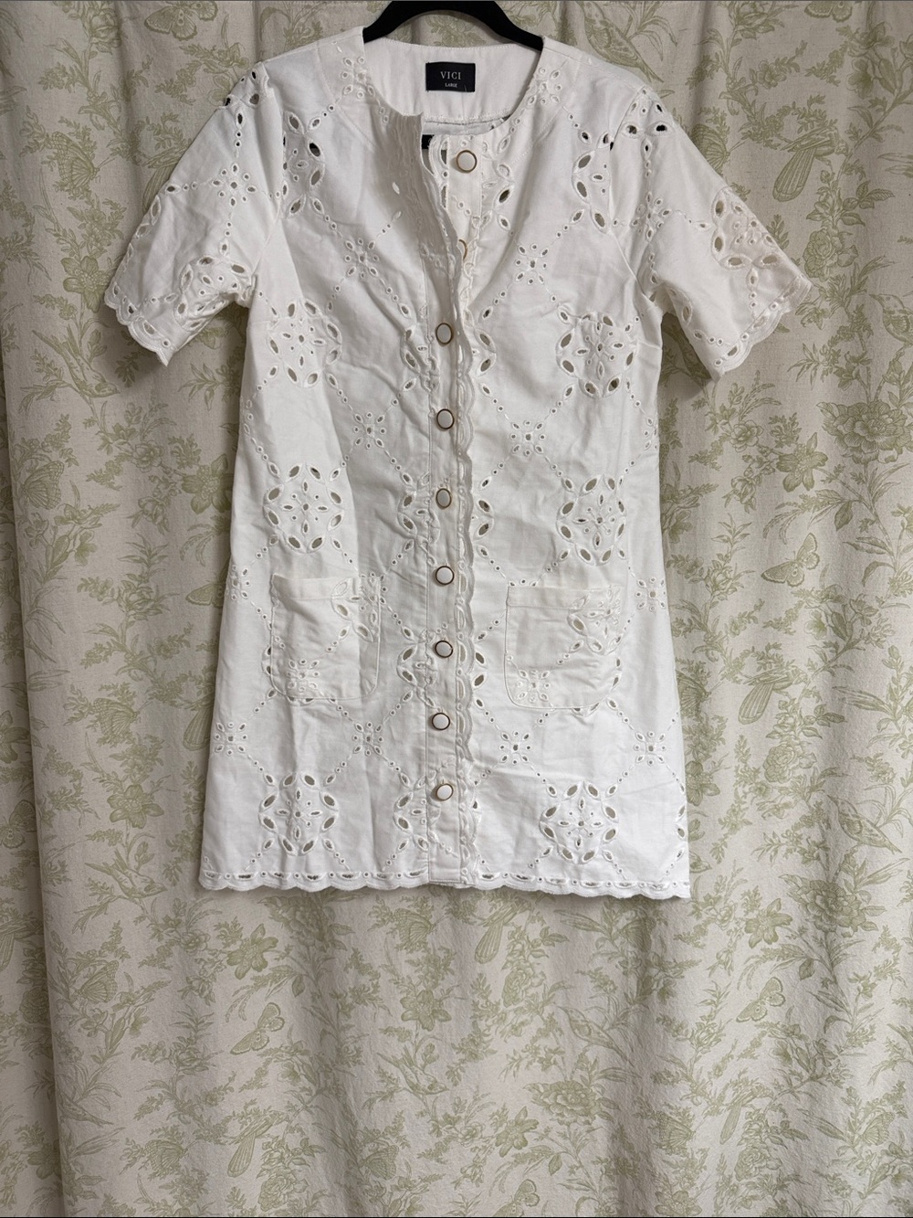 Vici Sugarcloud Skies Eyelet Mini Dress - Picture 2 of 5